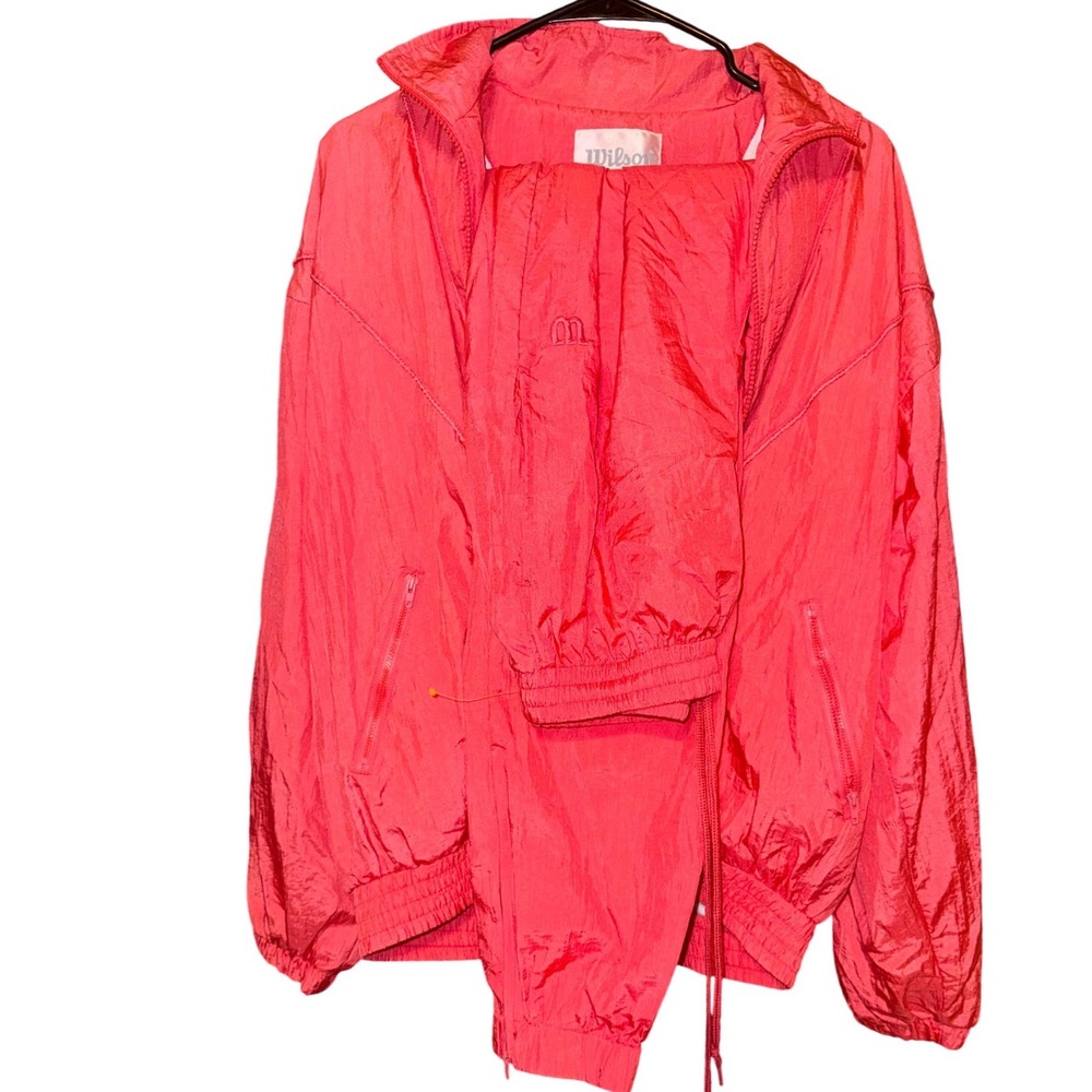 Vintage Wilson Tracksuit Set Pink Red Windbreaker Jacket Pants 90s Retro Large